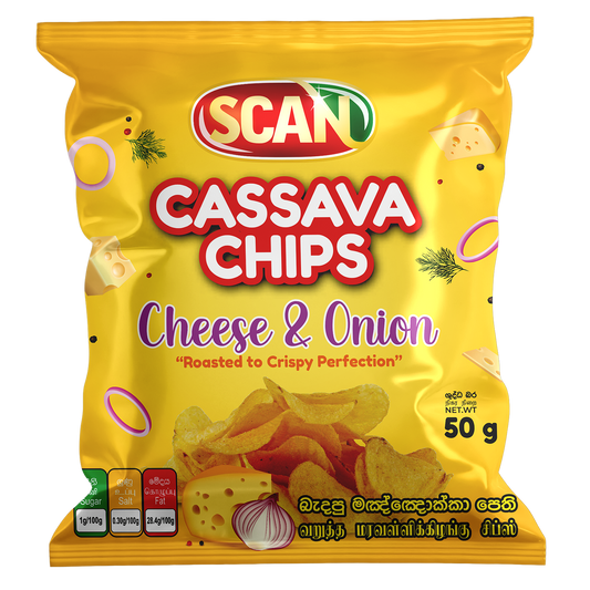 SCAN CASSAVA CHIPS  50G  - CHEESE & ONION