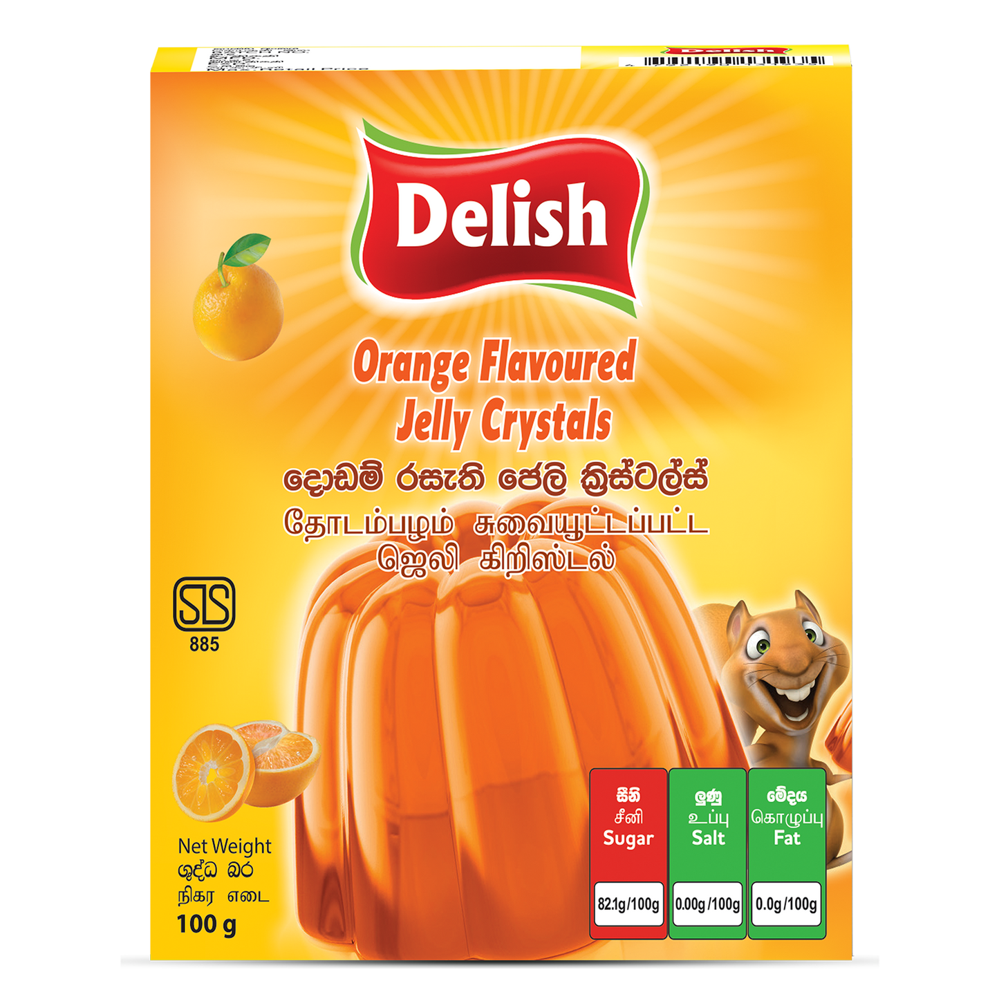 DELISH JELLY CRYSTAL -ORANGE FLAVOUR 100G