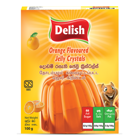 DELISH JELLY CRYSTAL -ORANGE FLAVOUR 100G