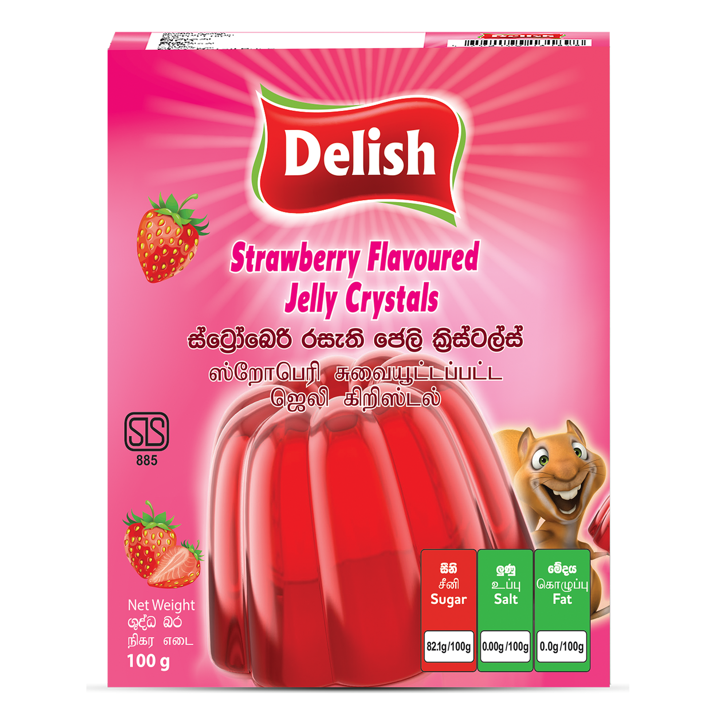 DELISH JELLY CRYSTAL - STRAW BERRY FLAVOUR 100G