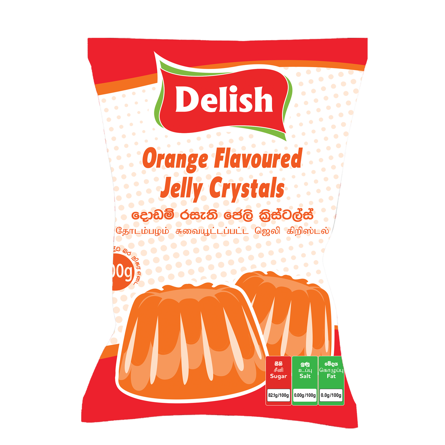 DELISH JELLY CRYSTAL - ORANGE FLAVOUR 500G