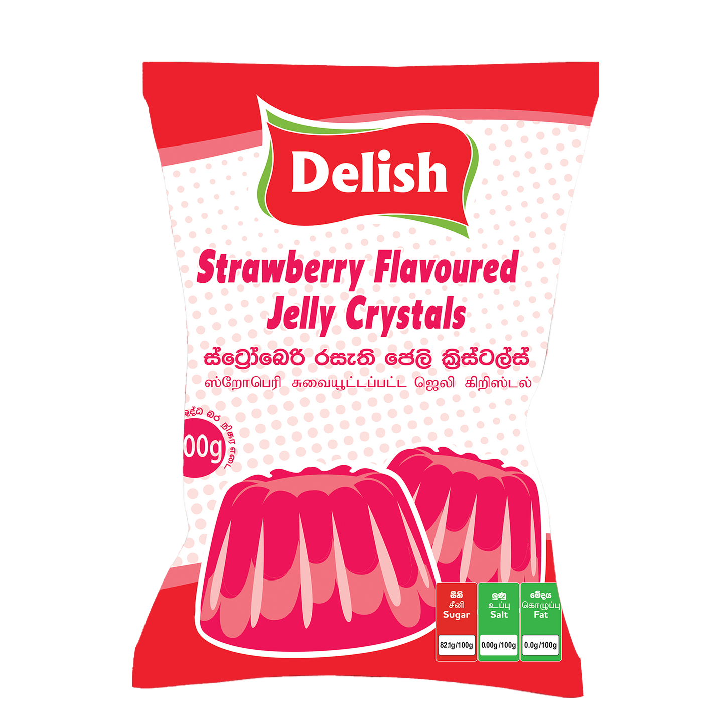 DELISH JELLY CRYSTAL -  STRAW BERRY FLAVOUR 500G