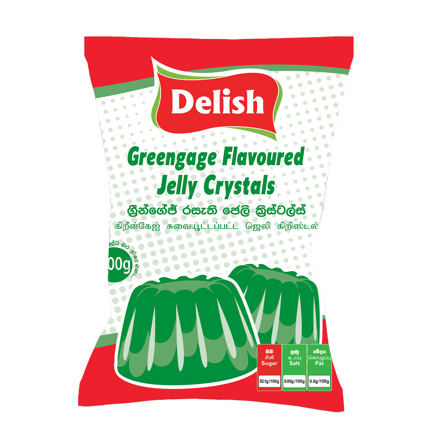DELISH JELLY CRYSTAL - GREEN GAGE  FLAVOUR 500G