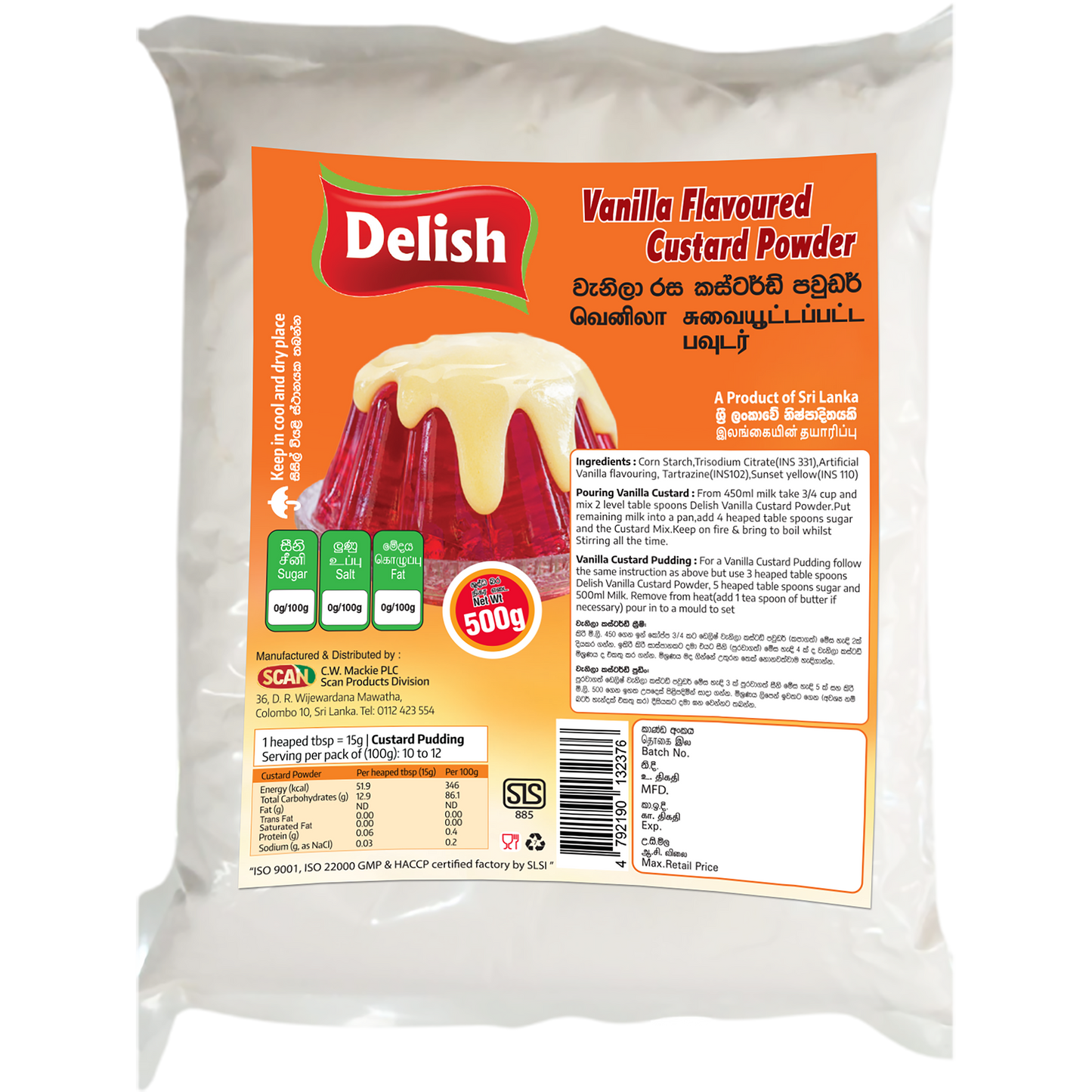 DELISH CUSTURD POWDER 500G